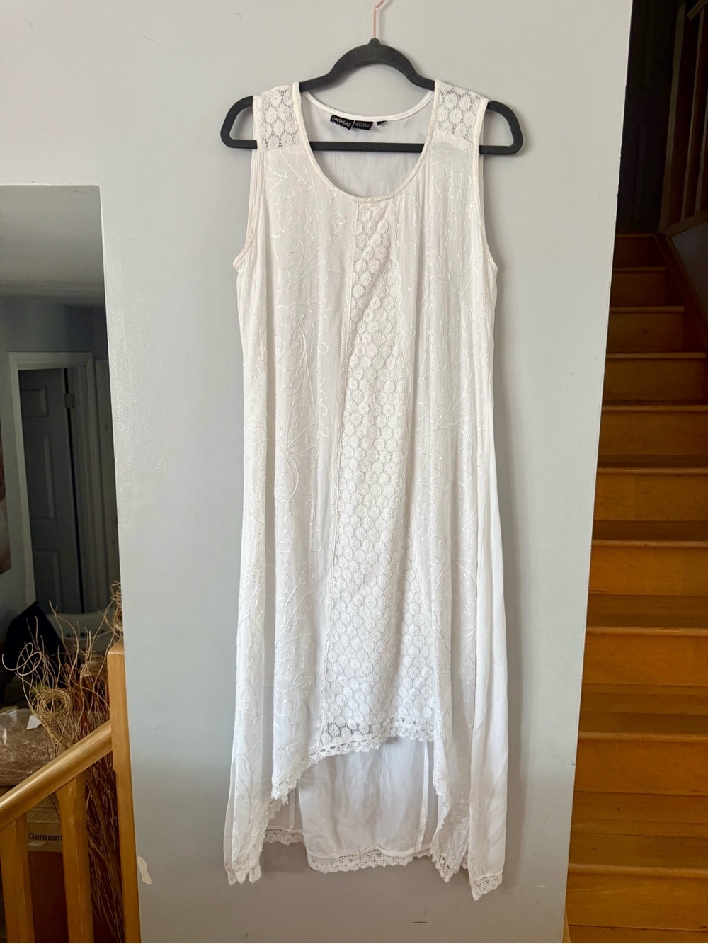 Amanda’s Collection White Boho Lace High-Low Midi Dress